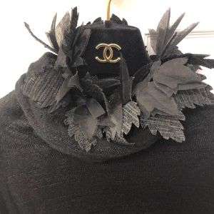 Chanel runway collection black cashmere bled top